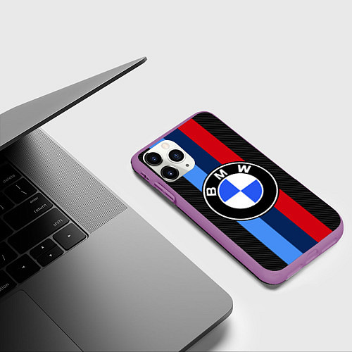 Чехол iPhone 11 Pro матовый BMW SPORT / 3D-Фиолетовый – фото 3