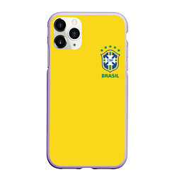 Чехол iPhone 11 Pro матовый Сборная Бразилии, цвет: 3D-светло-сиреневый