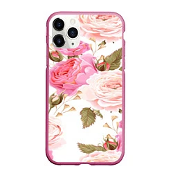 Чехол iPhone 11 Pro матовый Spring Flowers, цвет: 3D-малиновый