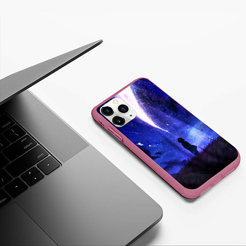 Чехол iPhone 11 Pro матовый Your Name / 3D-Малиновый – фото 3