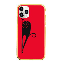 Чехол iPhone 11 Pro матовый Её котик, цвет: 3D-желтый