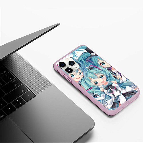 Чехол iPhone 11 Pro матовый Hatsune Miku / 3D-Розовый – фото 3