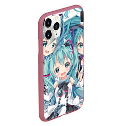 Чехол iPhone 11 Pro матовый Hatsune Miku, цвет: 3D-малиновый — фото 2