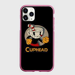 Чехол iPhone 11 Pro матовый Cuphead: Mugman, цвет: 3D-малиновый