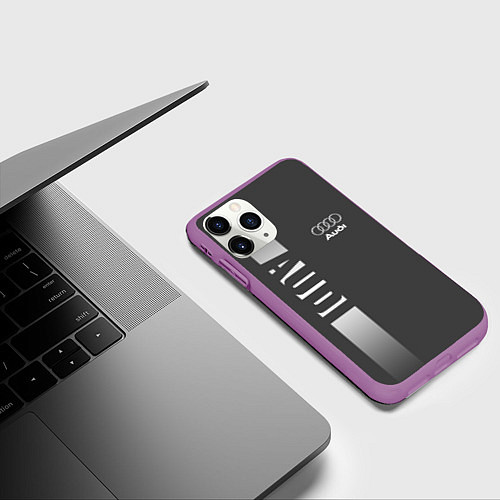Чехол iPhone 11 Pro матовый Audi: Grey Sport / 3D-Фиолетовый – фото 3