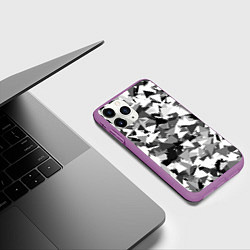 Чехол iPhone 11 Pro матовый Городской серый камуфляж, цвет: 3D-фиолетовый — фото 2