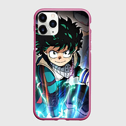 Чехол iPhone 11 Pro матовый My Hero Academia синий свет, цвет: 3D-малиновый