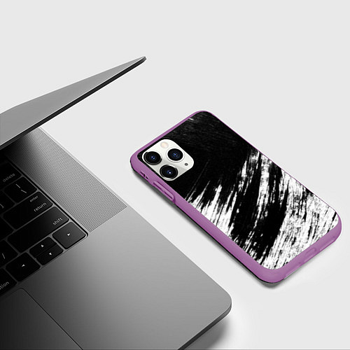 Чехол iPhone 11 Pro матовый Белый и черный / 3D-Фиолетовый – фото 3