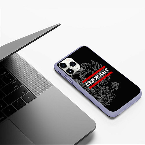 Чехол iPhone 11 Pro матовый Сержант: герб РФ / 3D-Светло-сиреневый – фото 3