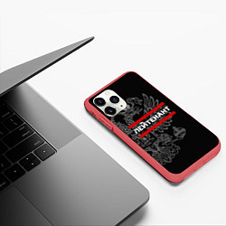Чехол iPhone 11 Pro матовый Лейтенант: герб РФ, цвет: 3D-красный — фото 2