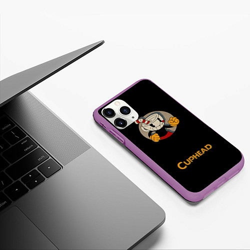 Чехол iPhone 11 Pro матовый Cuphead: Black Mugman / 3D-Фиолетовый – фото 3