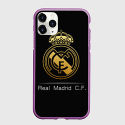 Чехол iPhone 11 Pro матовый FC Real Madrid: Gold Edition, цвет: 3D-фиолетовый