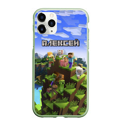 Чехол iPhone 11 Pro матовый Майнкрафт: Алексей, цвет: 3D-салатовый
