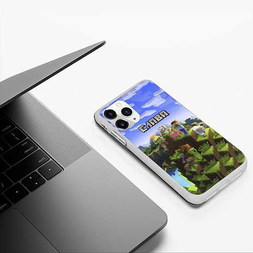 Чехол iPhone 11 Pro матовый Майнкрафт: Слава / 3D-Белый – фото 3