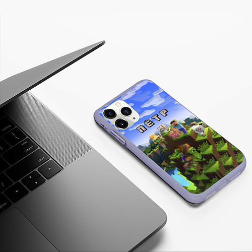 Чехол iPhone 11 Pro матовый Майнкрафт: Пётр / 3D-Светло-сиреневый – фото 3