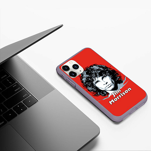 Чехол iPhone 11 Pro матовый Jim Morrison / 3D-Серый – фото 3