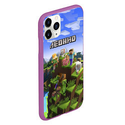 Чехол iPhone 11 Pro матовый Майнкрафт: Леонид, цвет: 3D-фиолетовый — фото 2