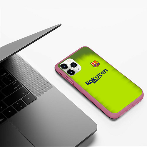 Чехол iPhone 11 Pro матовый FC Barcelona: Home 18/19 / 3D-Малиновый – фото 3