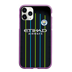 Чехол iPhone 11 Pro матовый FC Manchester City: Away 18/19, цвет: 3D-фиолетовый