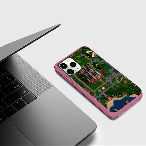 Чехол iPhone 11 Pro матовый Heroes III: Map / 3D-Малиновый – фото 3