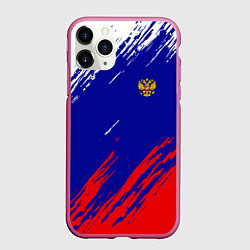 Чехол iPhone 11 Pro матовый RUSSIA SPORT, цвет: 3D-малиновый