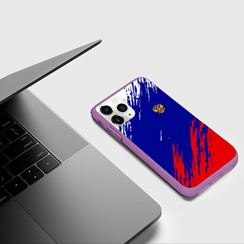 Чехол iPhone 11 Pro матовый RUSSIA SPORT / 3D-Фиолетовый – фото 3
