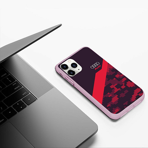 Чехол iPhone 11 Pro матовый Audi: Red Pixel / 3D-Розовый – фото 3