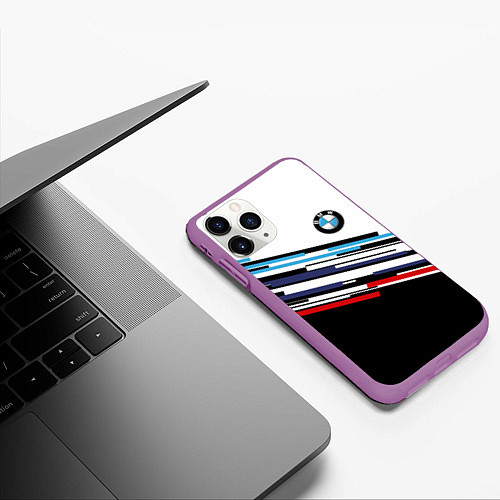 Чехол iPhone 11 Pro матовый BMW BRAND COLOR БМВ / 3D-Фиолетовый – фото 3