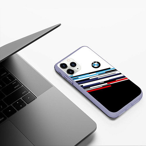 Чехол iPhone 11 Pro матовый BMW BRAND COLOR БМВ / 3D-Светло-сиреневый – фото 3