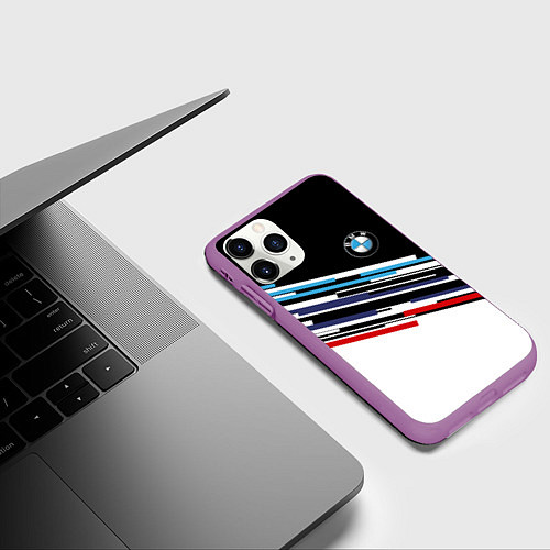 Чехол iPhone 11 Pro матовый BMW BRAND COLOR БМВ / 3D-Фиолетовый – фото 3