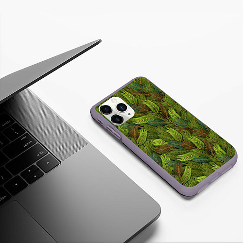 Чехол iPhone 11 Pro матовый Ветви ели / 3D-Серый – фото 3