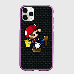 Чехол iPhone 11 Pro матовый Super Mario: Black Brick, цвет: 3D-фиолетовый