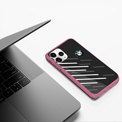 Чехол iPhone 11 Pro матовый BMW SPORT, цвет: 3D-малиновый — фото 2