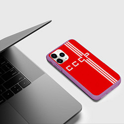 Чехол iPhone 11 Pro матовый Cборная СССР, цвет: 3D-фиолетовый — фото 2