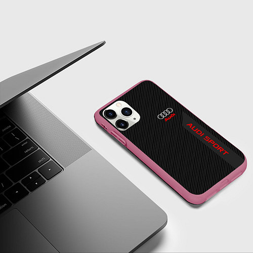 Чехол iPhone 11 Pro матовый Audi: Sport Line / 3D-Малиновый – фото 3