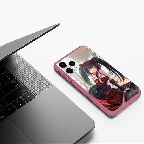 Чехол iPhone 11 Pro матовый Kurumi Tokisaki / 3D-Малиновый – фото 3