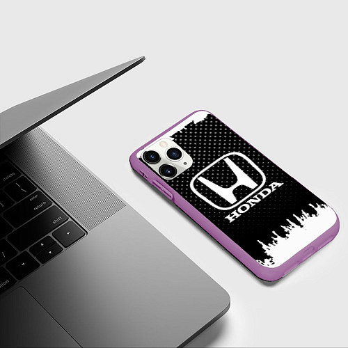 Чехол iPhone 11 Pro матовый Honda: Black Side / 3D-Фиолетовый – фото 3