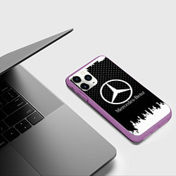 Чехол iPhone 11 Pro матовый Mercedes-Benz: Black Side, цвет: 3D-фиолетовый — фото 2