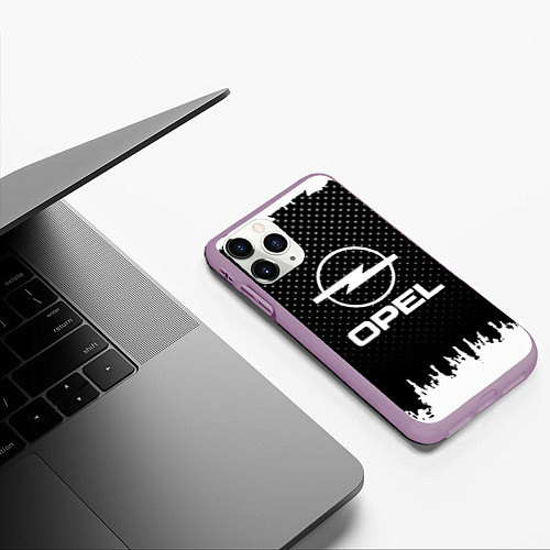 Чехол iPhone 11 Pro матовый Opel: Black Side / 3D-Сиреневый – фото 3