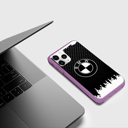 Чехол iPhone 11 Pro матовый BMW Black Style / 3D-Фиолетовый – фото 3