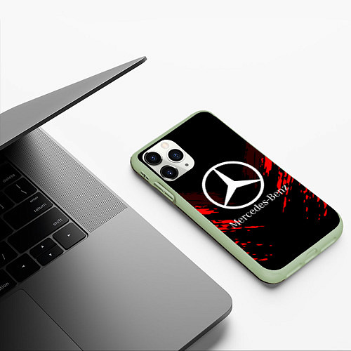 Чехол iPhone 11 Pro матовый Mercedes-Benz: Red Anger / 3D-Салатовый – фото 3
