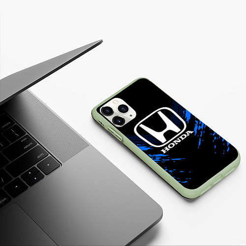 Чехол iPhone 11 Pro матовый Honda: Blue Anger / 3D-Салатовый – фото 3