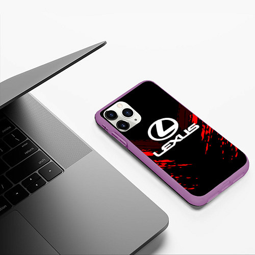 Чехол iPhone 11 Pro матовый Lexus: Red Anger / 3D-Фиолетовый – фото 3