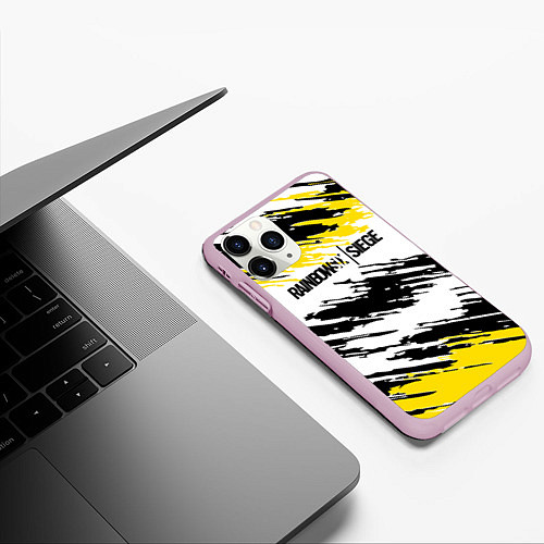 Чехол iPhone 11 Pro матовый Rainbow Six Siege: Yellow / 3D-Розовый – фото 3
