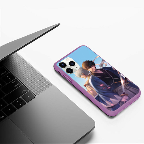 Чехол iPhone 11 Pro матовый Gintama / 3D-Фиолетовый – фото 3