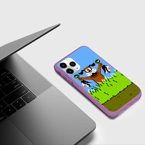 Чехол iPhone 11 Pro матовый Duck Hunt / 3D-Фиолетовый – фото 3