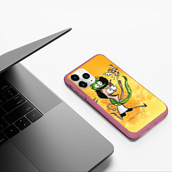Чехол iPhone 11 Pro матовый Sanjay: Craig & Pizza, цвет: 3D-малиновый — фото 2