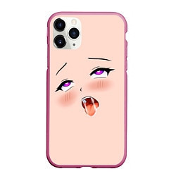 Чехол iPhone 11 Pro матовый Ahegao Face, цвет: 3D-малиновый