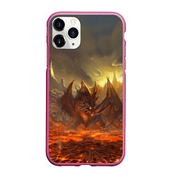 Чехол iPhone 11 Pro матовый Linage II: Fire Dragon, цвет: 3D-малиновый
