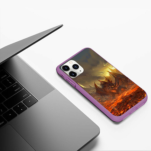 Чехол iPhone 11 Pro матовый Linage II: Fire Dragon / 3D-Фиолетовый – фото 3
